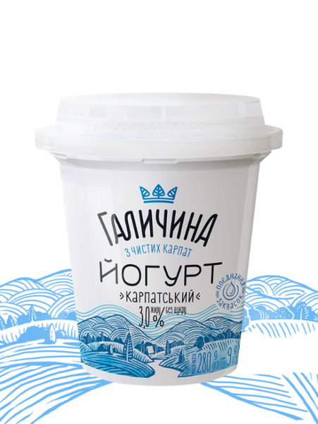 Йогурт "Карпатський" ст. 3,0% 280 г без цукру Галичина РД-021405   фото