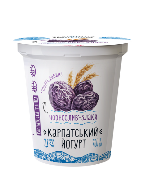 Йогурт ст. 2,2 % 260 г Чорнослив-Злаки Галичина РД-039551 фото